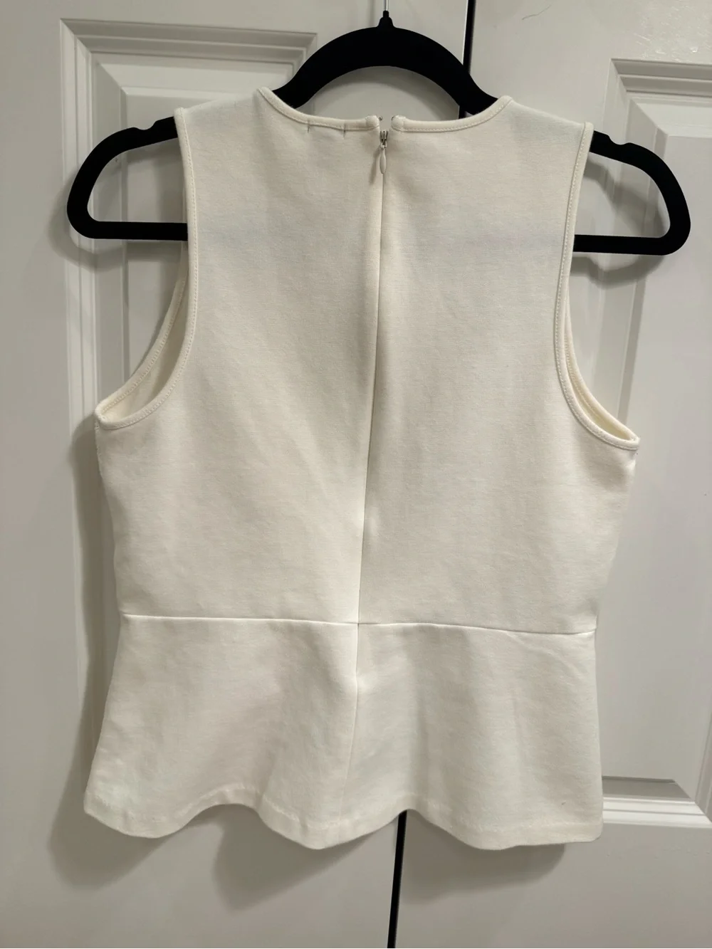 J. Crew Creamy White Structured Lace-Trim Peplum Shell Tank Small